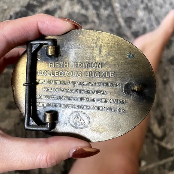 Hesston Rodeo Antique Belt Buckle Solid Metal Western Collector - Picture 4 of 6